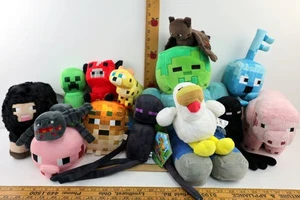 Minecraft Lote de 14 Cerdo de Peluche, Enderman, Oveja Negra, Steve, Murciélago, Pez Tampón, Pato - Imagen 1 de 11