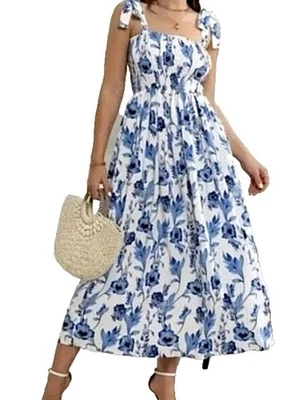 Haute Hippie Floral Midi Dress Women Tier Ruffle Smock Fairy Cottagecore Size 6 - Image 1 of 4