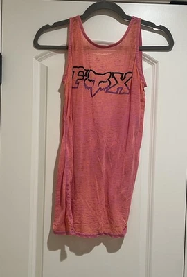 Fox Racing Y2K Tank Top Backless Shirt Sheer Pink Women’s Size Medium - Image 1 of 4