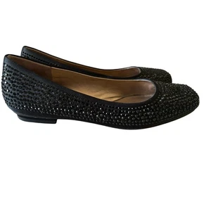 Joan & David Daignatius schwarze Satin & Strass Ballerinas Schuhe Größe 7 - Bild 1 von 8