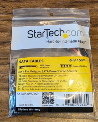 StarTech SATA Cable Adaptor SATAPOWADAP 6 inch SATA to LP4 - Image 1 of 4