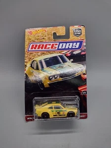 2017 HOT WHEELS MAZDA RX3 YELLOW #2/5 RACE DAY CAR CULTURE REAL RIDERS NEW - Picture 1 of 6