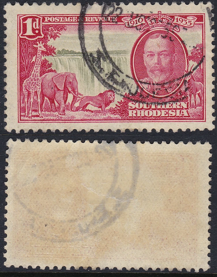 Southern Rhodesia 1935 1 penique KGV Victoria Falls SG-31 USADO - Vendedor de EE. UU. Foto 1 de 1