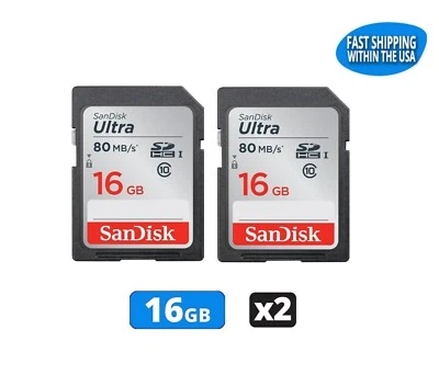 Sandisk Ultra 16GB SD cards for Camera / Trail Camera / Computers (2 Pack) - Image 1 of 4