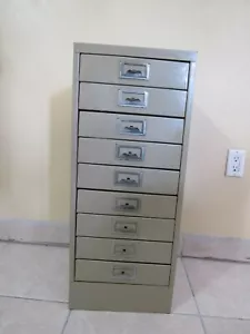 Pequeño archivador de metal vintage de 9 cajones de 30" x 10" x 12,5" índice herramientas almacenamiento - Imagen 1 de 14