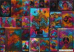 Small Tapestry Wall Hanging Tie Dye Hippy Textile Poster Dorm Decor Hippie Throw - Picture 1 of 57