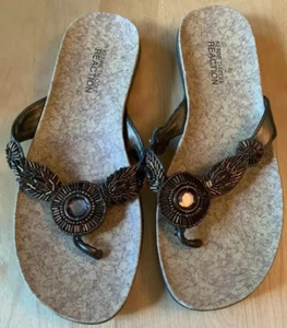 Kenneth Cole Reaction braune Sandalen mit Schmucksteinen Größe 7,5 M - Bild 1 von 2