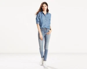 Nuevos pantalones de mezclilla elásticos ajustados de tiro alto Levi’s 721 para mujer PVP £85 - Imagen 1 de 11