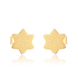Handmade 18k Yellow Gold Plated 925 Silver Star Designer Earrings /Stud - Picture 1 of 3