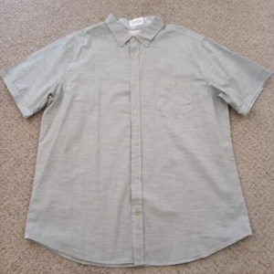Weatherproof Shirt Mens XL Green Striped Short Sleeve Button Down Cotton - Picture 1 of 9