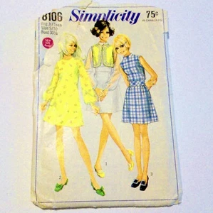 Vtg Simplicity Sewing Pattern 8106 Junior Dress & Bolero Size 9/10 1969 - Picture 1 of 2