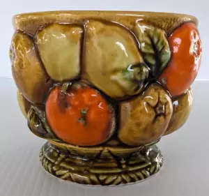 Inarco Japan Orange Spice Flower Pot Gold/Orange/Green 60s/70s Retro Bowl Dish - Picture 1 of 11
