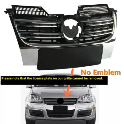 For VW Jetta 2006-2010 MK5 Hood Upper Grille Grill Front Bumper Radiator Chrome — 第 1/4 张图片