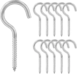 10Pcs 2.5 Inch Eye Hooks Screw, Stainless Steel Heavy Duty Screw in Hooks Self T - Picture 1 of 12