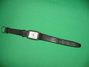 Vincent Watch Square Black Leather Analog Battery Figure Drawing FREE SHIP - Picture 1 of 4