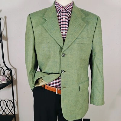 Abrigo Blazer Deportivo Tweed 1884 Giesso Para Hombre Espiga 120s Lana Verde Talla 43L Foto 1 de 4