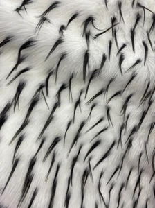 Black on White Spike Faux Shaggy Upholstery Apparel fur fabric BY THE YARD 60" W - Picture 1 of 1