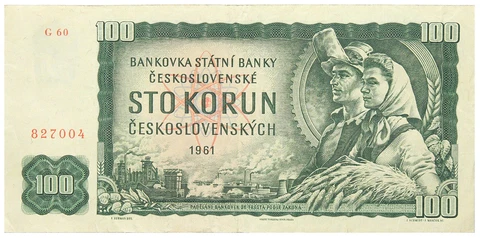 Socialist Czechoslovakia BANKNOTE - 100 Korun Crowns 1961 Charles Bridge Prague Cover
