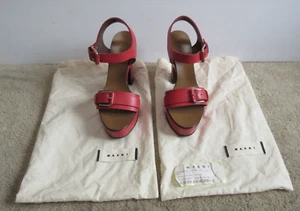 Marni Women's Red Leather Platform Ankle Strap Heels Sandals Sz EU 38 US 8B -NEW - Picture 1 of 12