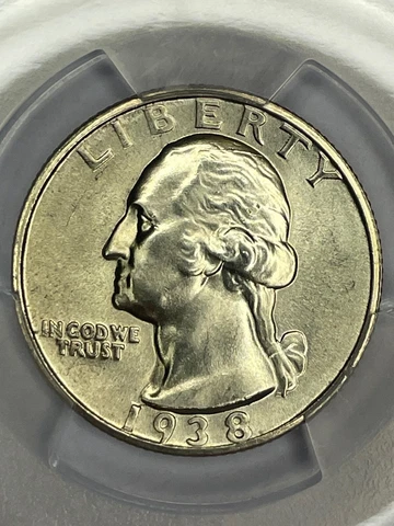 1938 S WASHINGTON QUARTER PCGS MS 64 Cover