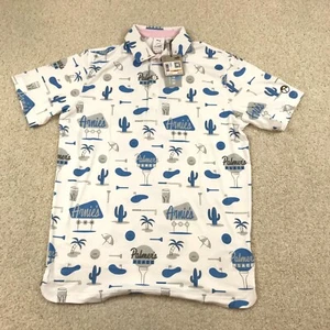 Puma Arnold Palmer Cloudspun Polo Mens Small All Over Print White Blue 537483 05 - Picture 1 of 7