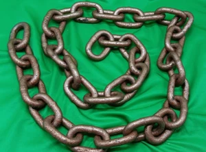 Schwere Vintage industrielle Bauernhof Bergung Eisen Gliederkette Dekor ca. 5,5' & 14 Pfund - Bild 1 von 9