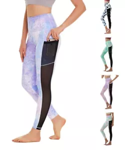 YGOODM Women Tie-Dye Tummy Control Leggings High Waist Yoga Pant-pink - Picture 1 of 10