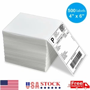 500 4x6 Fanfold Direct Thermal Shipping Labels Blank for Zebra and Rollo Printer - Picture 1 of 4