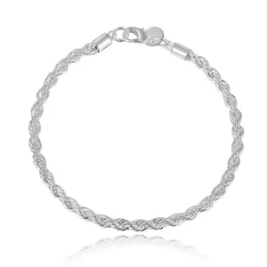 Popular Fashion Hot Sell 925 Sterling Silver Jewelry Twist Bracelet Chain - Picture 1 of 6