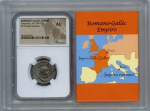 Postumus, AD 260-269 ROMANO-GALLIC BI Double-Denarius NGC AU50 Story Vault - Picture 1 of 2