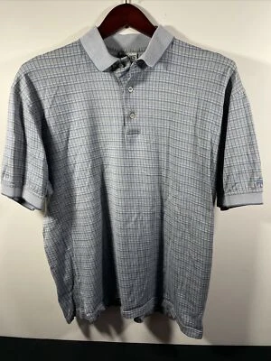 Ping Golf Polo Shirt Men's L Large Gray Blue Diamond Check Cotton  Short Sleeve - Image 1 of 4