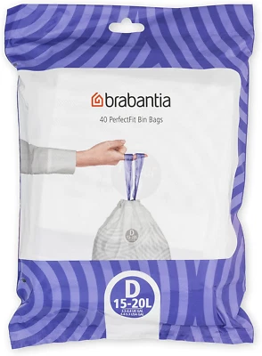 Brabantia PerfectFit Bin Liners (Size D/15-20 Litre) Thick Plastic Trash Bags - Image 1 of 4