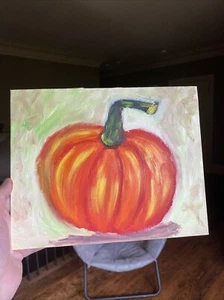 Ölkürbis 8/10 Original Gemälde auf Leinwand, Kürbis, Herbst, Ernte - Bild 1 von 9