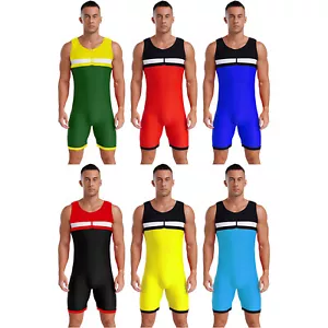 Men Activewear Training Sportwear Exercise Jumpsuit Athletic Leotard Boyleg - Picture 1 of 84