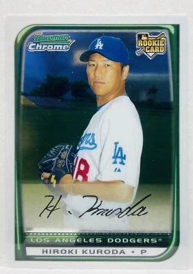 Tarjeta de béisbol 2008 Bowman Chrome Refractors Dodgers #202 Hiroki Kuroda Foto 1 de 2