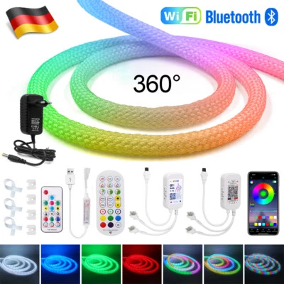 1-10M Neon LED Strip Streifen RGB Flex Runde Schlauch Lichtband Dimmbar Wifi APP - Bild 1 von 4