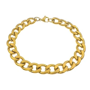Brazalete de cadena de eslabones cubanos para hombre chapado en oro acero inoxidable 9,5 mm 8" b1 - Imagen 1 de 2