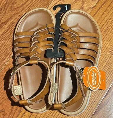 Nuevo con etiquetas Zapato Sandalia Niñas Wonder Nation Marrón Talla 1 Foto 1 de 4