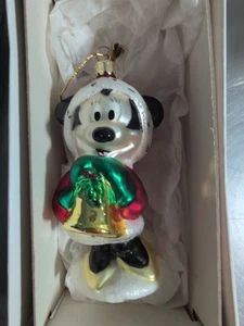 Minnie Mouse in vetro soffiato Disney vintage con campanella ornamento natalizio - Foto 1 di 4
