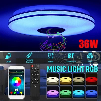 LED RGB Deckenlampe Dimmbar mit Bluetooth Musik Lautsprecher App Fernbedienung - Bild 1 von 4