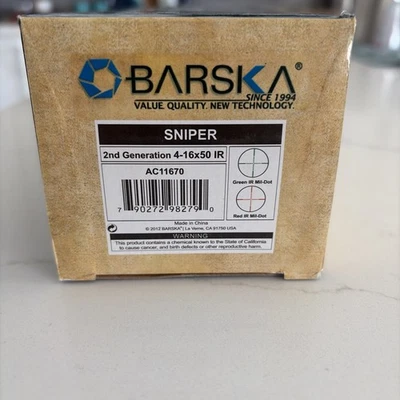 Barska 4-16x50 Mil Dot Reticle IR 2nd Generation Sniper Scope Rings, AC11670 - Image 1 of 4