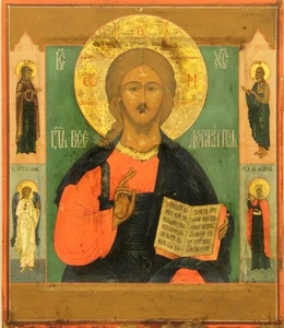 ANTIQUE 19c HAND PAINTED RUSSIAN ICON OF CHRIST KOVCHEG (8780) - Picture 1 of 1