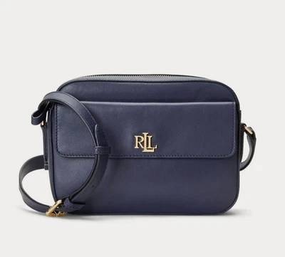 Lauren Ralph Lauren Leather Marcy Camera Crossbody Bag Navy $295 - Image 1 of 4