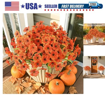 Flores artificiais de outono para atividades ao ar livre 6 pacotes de plantas falsas para mães ao ar livre... - Imagem 1 de 4