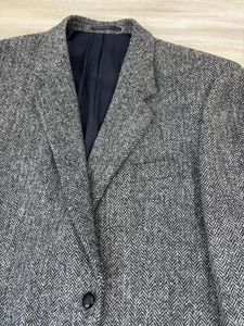Vintage Harris Tweed Blazer 48R grau Fischgrät 100% reine Schurwolle handgewebt - Bild 1 von 10