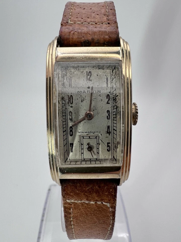 复古 Marvin Curvex 机械发条男士手表 10K 镀金 — 第 1/4 张图片
