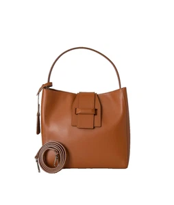 Elegante italienische Echtleder Handtasche / Schultertasche - braun - Bild 1 von 9