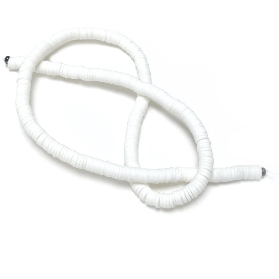 White Polymer Clay Beads Heishi Disc 1x6mm Strand Of 300+ - Image 1 of 1