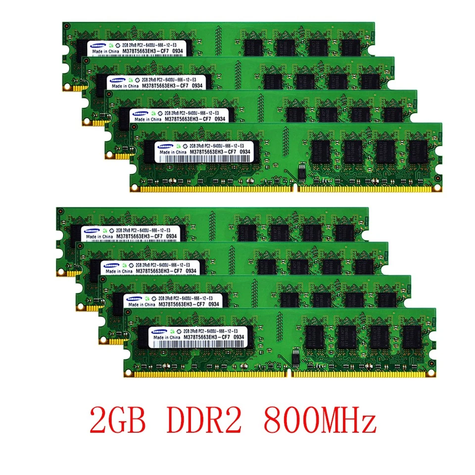 16GB 8GB 4GB 2GB DDR2 800MHz PC2-6400U DIMM Desktop Memory RAM For Samsung LOT - Image 1 of 4