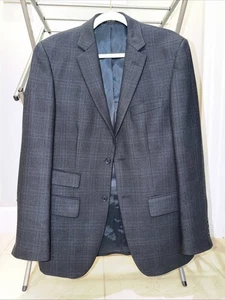 Pronto Uomo Wool Blend Suit Blazer Jacket Mens 38R Black Single Breasted Work - Picture 1 of 8